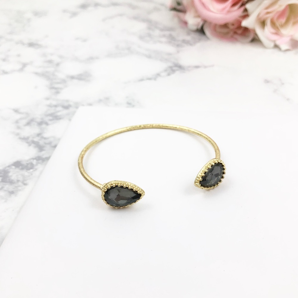Crystal Black Teardrop Cuff Bracelet